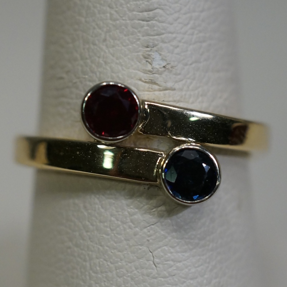 14KY Gold Handmade Genuine Ruby & Sapphire Ring